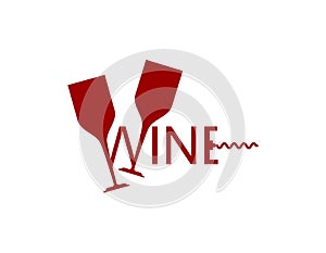 Wine logo. Glasses of wine sign icon liquor store. Red and white wine