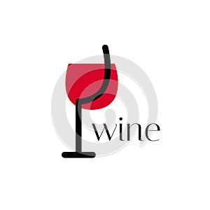 Wine logo. Logo for a liquor store, restaurant, bar. A glass of red wine with a logo with the words \
