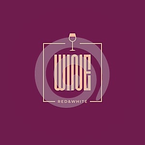 Wine logo monogram with wine glass on background