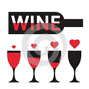 Wine love - flat style icons