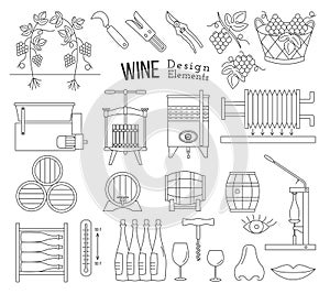 Wine making and wine tasting design elements