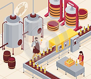 Wine Manufacturing Isometric Illustration