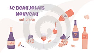 Wine party Beaujolais Nouveau event in France.