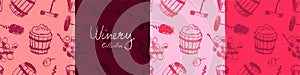 Wine pattern seamless. Winemaking illustration set.