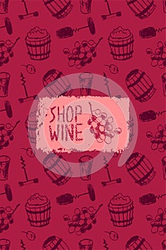 Wine pattern seamless. Winemaking illustration set.