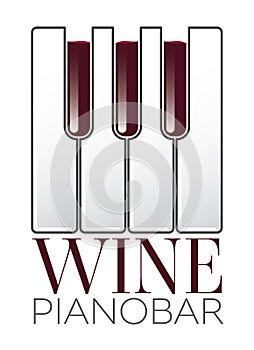 Wine Piano Bar Concept Logo photo