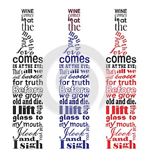 Wine poem text in the bottle shape