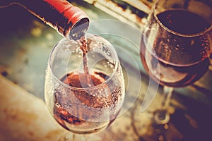 Wine is poured, Wine tasting, St. Valentine`s Day, winemaking