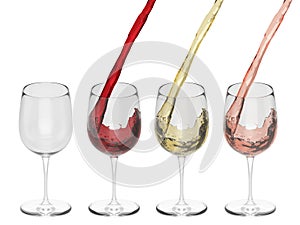 Wine Pouring Into Glass - Set