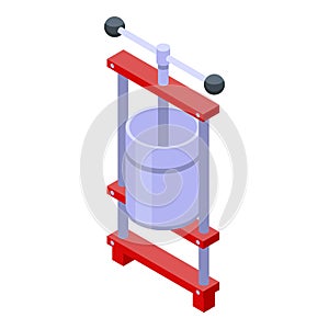 Wine press icon, isometric style