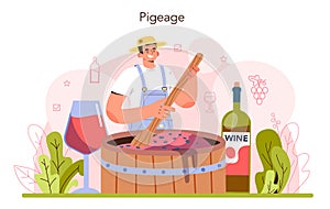 Wine production concept. Grape wine in a bottle or glass. Alcohol drink