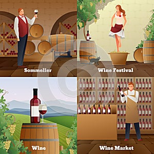 Wine Production Concept Icons Set