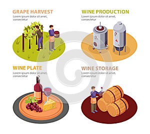 Wine Production Concept Icons Set