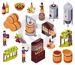 Wine Production Icons Set