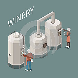 Wine Production Isometric Composition