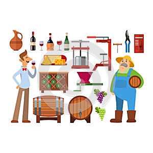 Wine production vector set.