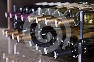 Wine rack in restaurant