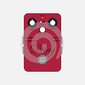 Wine red boutique custom delay guitar stomp box effect.