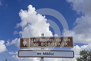 Wine road in Medoc, Bordeaux, Aquitaine, France