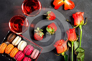 Wine, roses and sweets