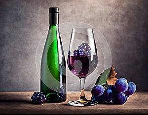 Wine scenery on a table - Generative AI