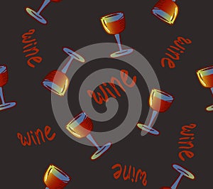 Wine seamless pattern. Wine glasses. conceptual colorful alcohol drinks repeating background for web and print purpose.