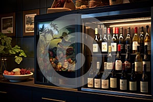 wine selection displayed on the fridges digital screen