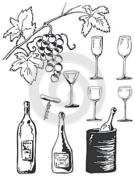 Wine set doodles