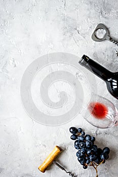 Wine set on white background top view mock up