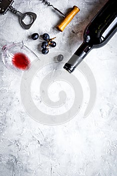 Wine set on white background top view mock up