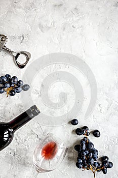 Wine set on white background top view mock up