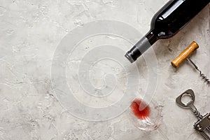 Wine set on white background top view mock up