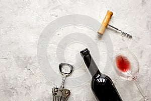 Wine set on white background top view mock up