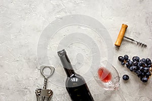 Wine set on white background top view mock up