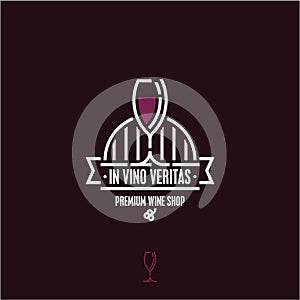 Wine shop label, wine glass icon