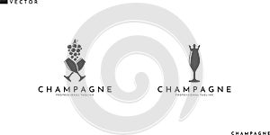 Wine shop logo. Champagne sign