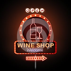 Wine shop neon sign