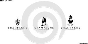 Wine shop set. Champagne logo