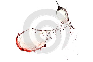 Wine splash with drops isolated on white