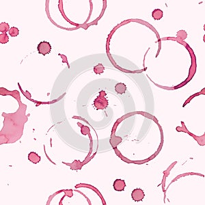 Wine stains vector seamless pattern on white