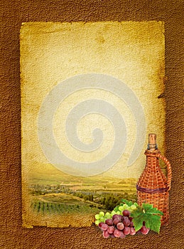 Wine still life and vineyard