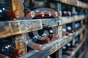 Wine Storage Rack Filled with Bottles of Wine