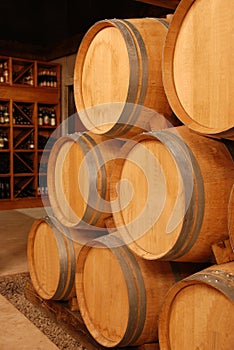 Wine stored in barrels photo