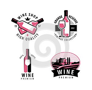 Wine symbol or logo. Vineyard, restaurant, drink concept