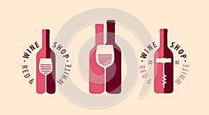 Wine symbol, logo. Winery, restaurant, drink concept