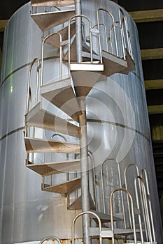 Wine tank with spiral stairs