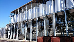 Wine Tanks and Fermenters In Winery