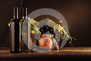 Wine tasting and fruit still life