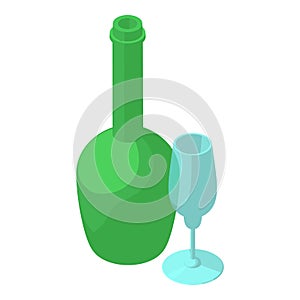 Wine tasting icon, isometric style