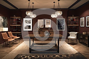 Wine Tasting Room: Create a set of images that showcase a refined, upscale wine tasting room. Generative AI